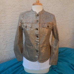 Dana Buchman Metallic Snake Print Denim Jacket